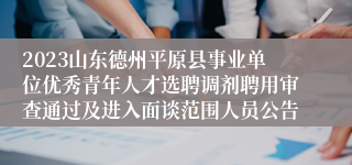 2023山东德州平原县事业单位优秀青年人才选聘调剂聘用审查通过及进入面谈范围人员公告
