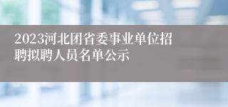 2023河北团省委事业单位招聘拟聘人员名单公示