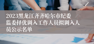2023黑龙江齐齐哈尔市纪委监委择优调入工作人员拟调入人员公示名单