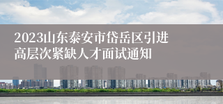2023山东泰安市岱岳区引进高层次紧缺人才面试通知  