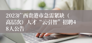 2023广西贵港市急需紧缺（高层次）人才“云引智”招聘48人公告