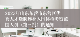 2023年山东东营市东营区优秀人才选聘递补入围体检考察范围人员（第三批）的通知