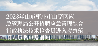 2023年山东枣庄市山亭区应急管理局公开招聘应急管理综合行政执法技术检查员进入考察范围人员名单及通知