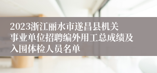 2023浙江丽水市遂昌县机关事业单位招聘编外用工总成绩及入围体检人员名单