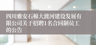 四川雅安石棉大渡河建设发展有限公司关于招聘1名合同制员工的公告