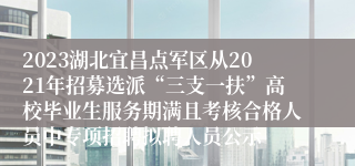 2023湖北宜昌点军区从2021年招募选派“三支一扶”高校毕业生服务期满且考核合格人员中专项招聘拟聘人员公示