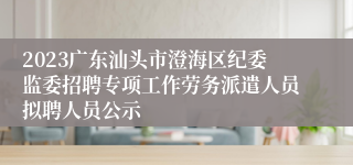 2023广东汕头市澄海区纪委监委招聘专项工作劳务派遣人员拟聘人员公示