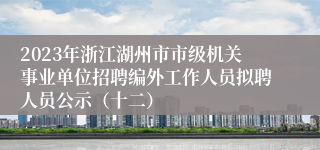 2023年浙江湖州市市级机关事业单位招聘编外工作人员拟聘人员公示（十二）