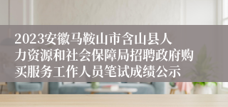 2023安徽马鞍山市含山县人力资源和社会保障局招聘政府购买服务工作人员笔试成绩公示