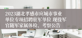 2023湖北孝感市应城市事业单位专项招聘驻军单位 现役军官随军家属体检、考察公告