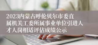 2023内蒙古呼伦贝尔市委直属机关工委所属事业单位引进人才人岗相适评估成绩公示