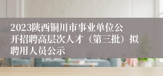 2023陕西铜川市事业单位公开招聘高层次人才（第三批）拟聘用人员公示