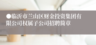 ●临沂市兰山区财金投资集团有限公司权属子公司招聘简章