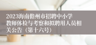 2023海南儋州市招聘中小学教师体检与考察和拟聘用人员相关公告（第十六号）