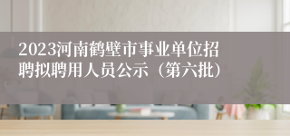 2023河南鹤壁市事业单位招聘拟聘用人员公示（第六批）