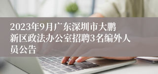 2023年9月广东深圳市大鹏新区政法办公室招聘3名编外人员公告