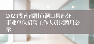 2023湖南邵阳市洞口县部分事业单位招聘工作人员拟聘用公示