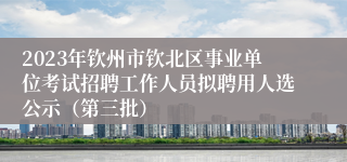 2023年钦州市钦北区事业单位考试招聘工作人员拟聘用人选公示（第三批）