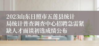 2023山东日照市五莲县统计局统计普查调查中心招聘急需紧缺人才面谈初选成绩公布