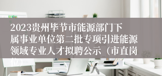 2023贵州毕节市能源部门下属事业单位第二批专项引进能源领域专业人才拟聘公示（市直岗位）