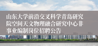 山东大学前沿交叉科学青岛研究院空间天文物理融合研究中心非事业编制岗位招聘公告