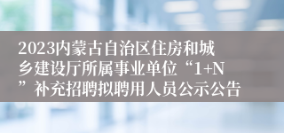2023内蒙古自治区住房和城乡建设厅所属事业单位“1+N”补充招聘拟聘用人员公示公告