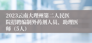 2023云南大理州第二人民医院招聘编制外药剂人员、助理医师（5人）