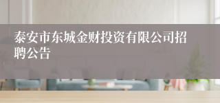 泰安市东城金财投资有限公司招聘公告