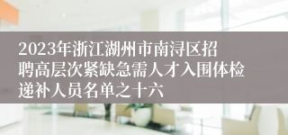 2023年浙江湖州市南浔区招聘高层次紧缺急需人才入围体检递补人员名单之十六