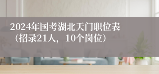 2024年国考湖北天门职位表（招录21人，10个岗位）