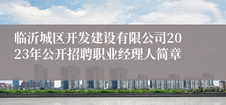 临沂城区开发建设有限公司2023年公开招聘职业经理人简章