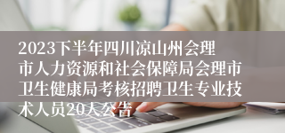 2023下半年四川凉山州会理市人力资源和社会保障局会理市卫生健康局考核招聘卫生专业技术人员20人公告