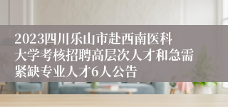 2023四川乐山市赴西南医科大学考核招聘高层次人才和急需紧缺专业人才6人公告