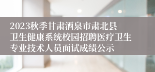 2023秋季甘肃酒泉市肃北县卫生健康系统校园招聘医疗卫生专业技术人员面试成绩公示