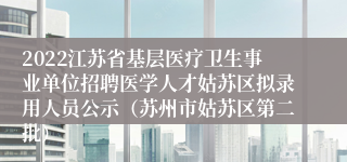 2022江苏省基层医疗卫生事业单位招聘医学人才姑苏区拟录用人员公示（苏州市姑苏区第二批）
