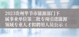 2023贵州毕节市能源部门下属事业单位第二批专项引进能源领域专业人才拟聘用人员公示（县（市、区）岗位）