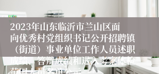 2023年山东临沂市兰山区面向优秀村党组织书记公开招聘镇(街道)事业单位工作人员述职成绩、答辩成绩和进入考察体检范围人员名单公示