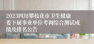 2023四川攀枝花市卫生健康委下属事业单位考调综合测试成绩及排名公告