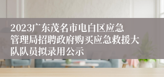 2023广东茂名市电白区应急管理局招聘政府购买应急救援大队队员拟录用公示