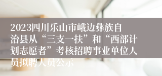 2023四川乐山市峨边彝族自治县从“三支一扶”和“西部计划志愿者”考核招聘事业单位人员拟聘人员公示