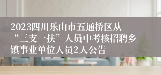 2023四川乐山市五通桥区从“三支一扶”人员中考核招聘乡镇事业单位人员2人公告 