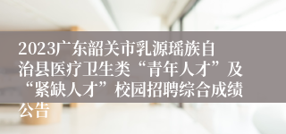 2023广东韶关市乳源瑶族自治县医疗卫生类“青年人才”及“紧缺人才”校园招聘综合成绩公告