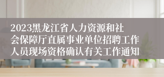 2023黑龙江省人力资源和社会保障厅直属事业单位招聘工作人员现场资格确认有关工作通知