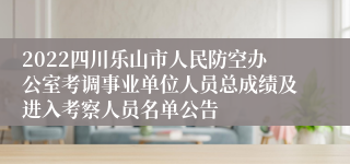 2022四川乐山市人民防空办公室考调事业单位人员总成绩及进入考察人员名单公告