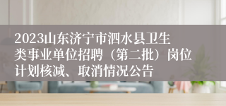 2023山东济宁市泗水县卫生类事业单位招聘（第二批）岗位计划核减、取消情况公告