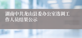 湖南中共龙山县委办公室选调工作人员结果公示