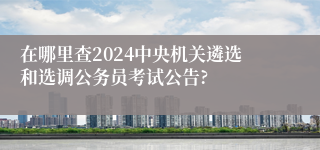在哪里查2024中央机关遴选和选调公务员考试公告?