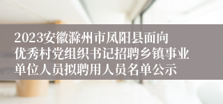 2023安徽滁州市凤阳县面向优秀村党组织书记招聘乡镇事业单位人员拟聘用人员名单公示