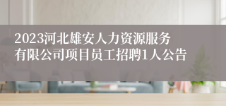 2023河北雄安人力资源服务有限公司项目员工招聘1人公告