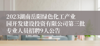 2023湖南岳阳绿色化工产业园开发建设投资有限公司第三批专业人员招聘9人公告